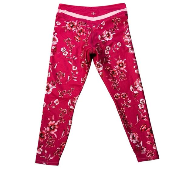 Johnny Was Active NWOT Misty Fall Bee floral Hot Pink Leggings Size XL - Picture 4 of 8